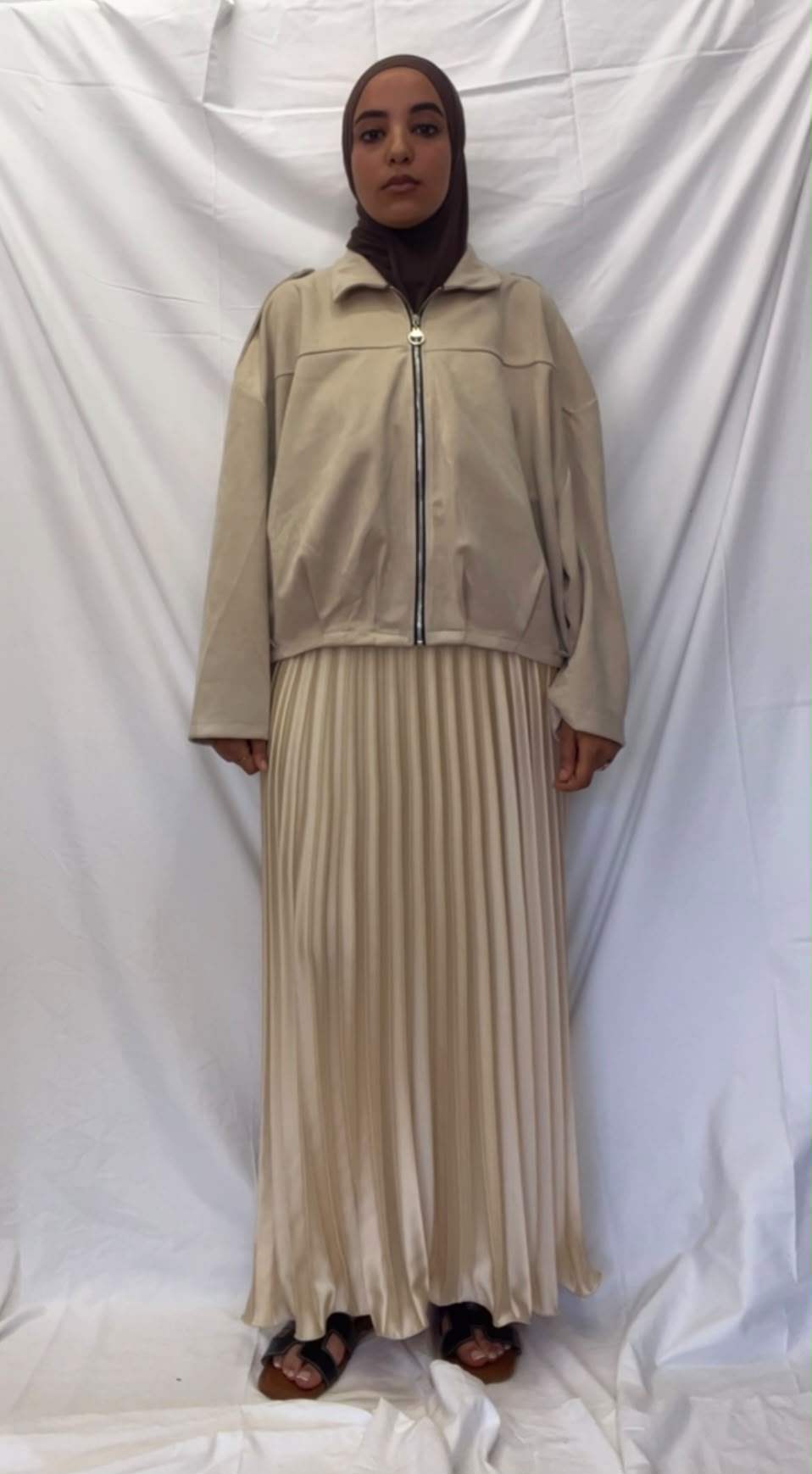 Beige Bomber Jacket
