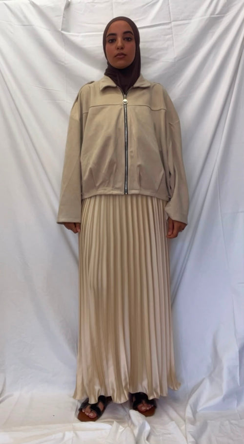 Beige Bomber Jacket