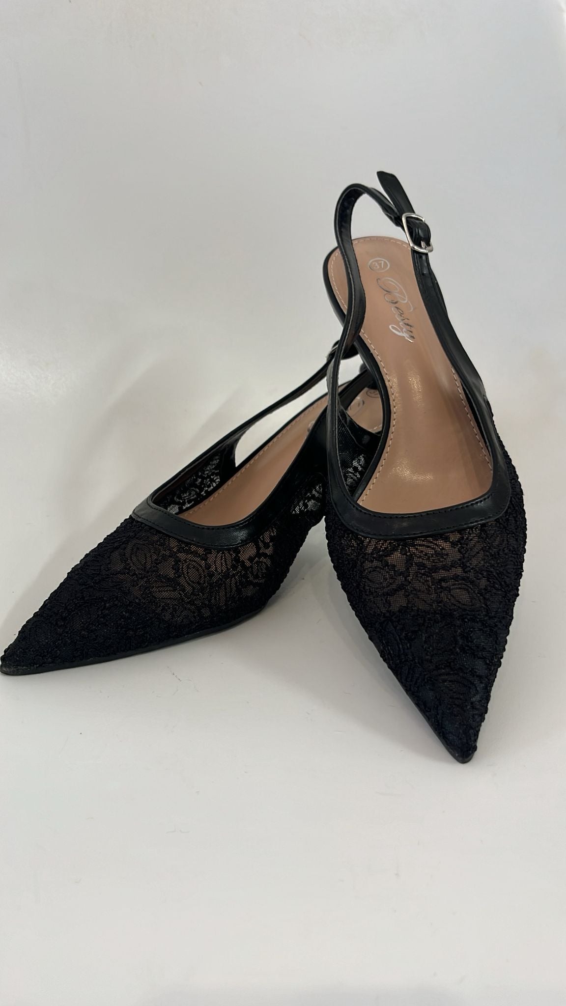 Lace Black Heels